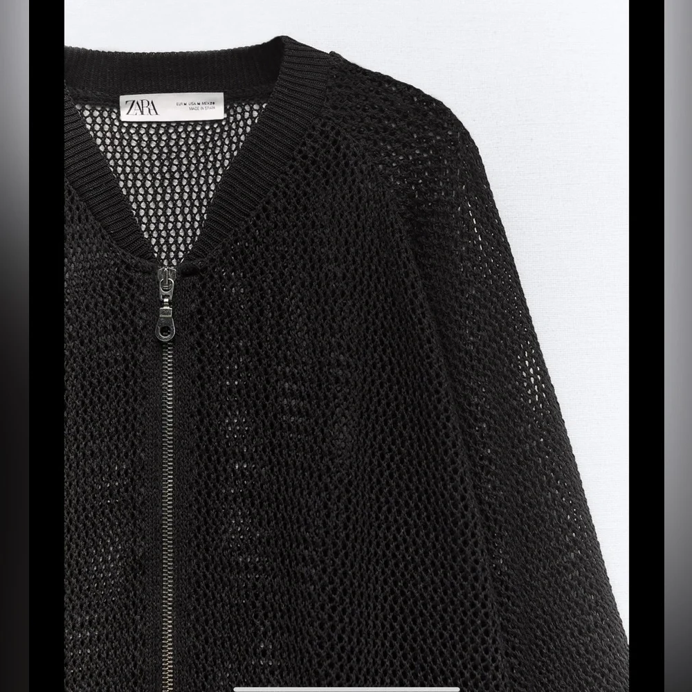 Zara mesh knit bomber cardigan top